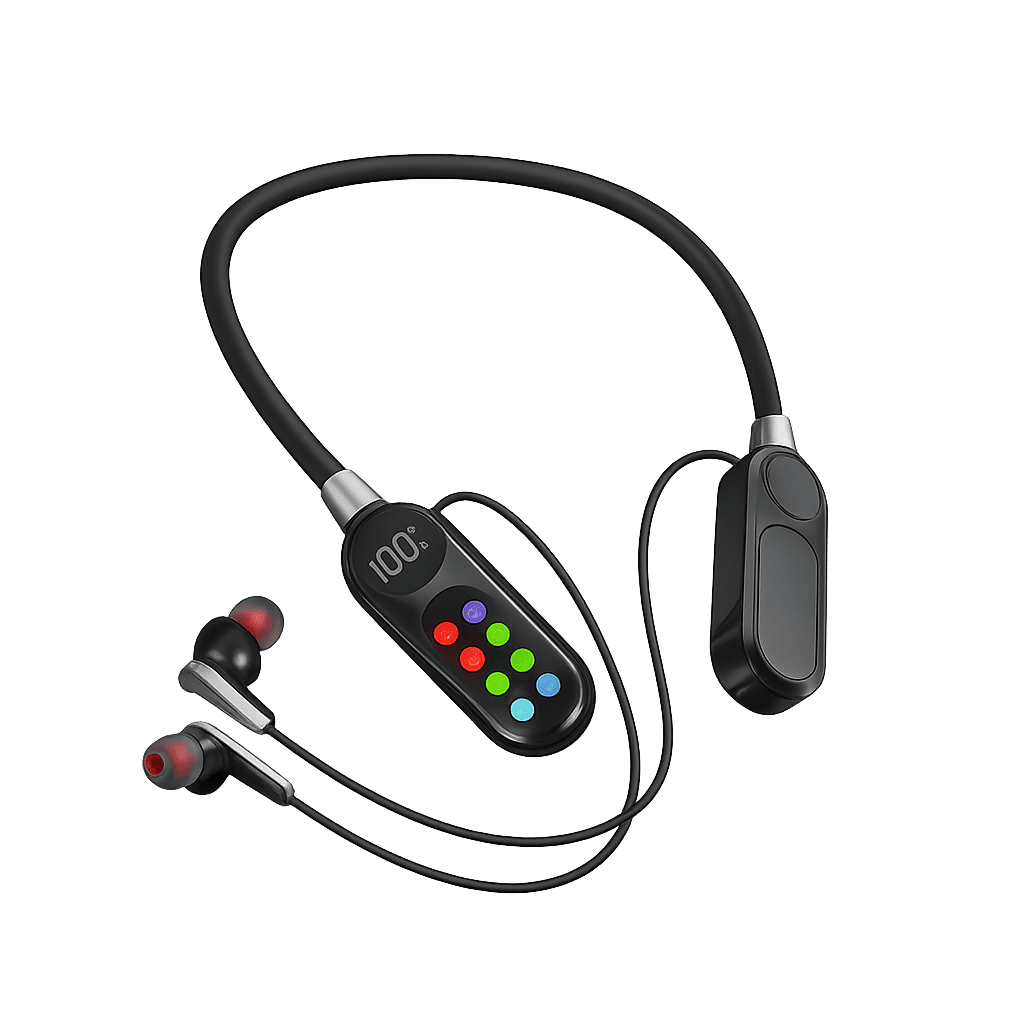 Black iFB K62 sport wireless neckband earphones with digital battery display